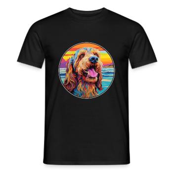 Otterhound Dog Breed Colorful Cartoon Watercolor - Men's T-Shirt - black - Front - AI Model Male 178 light (178cm)