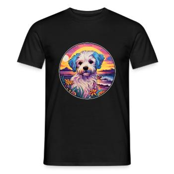 Porzellan-Hunderasse buntes Karikatur-Aquarell - Männer T-Shirt - Schwarz - Vorne - AI Model Male 178 light (178cm)