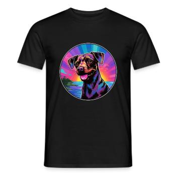 Patterdale Terrier Dog Breed Colorful Cartoon Wate - Men's T-Shirt - black - Front - AI Model Male 178 light (178cm)
