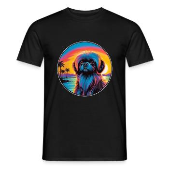 Pekingese Dog Breed Colorful Cartoon Watercolor - Men's T-Shirt - black - Front - AI Model Male 178 light (178cm)