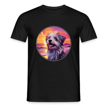 Berger des Pyrénées Race De Chien Coloré Cartoon Eau - T-shirt homme - noir - Devant - AI Model Male 178 light (178cm)