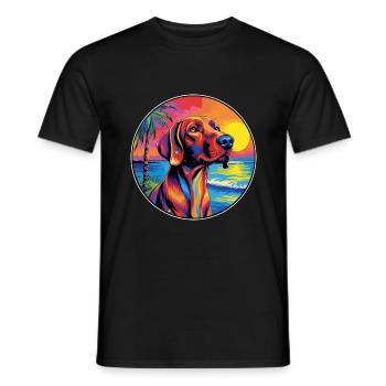 Redbone Coonhound Race De Chien Coloré Cartoon Eau - T-shirt homme - noir - Devant - AI Model Male 178 light (178cm)