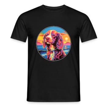 Pont Audemer Épagneul Chien Race Coloré Cartoon Wa - T-shirt homme - noir - Devant - AI Model Male 178 light (178cm)