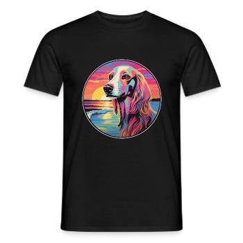 Saluki Dog Breed Colorful Cartoon Watercolor - Men's T-Shirt - black - Front - AI Model Male 178 light (178cm)