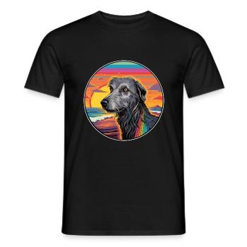 Scottish Deerhound Dog Breed Colorful Cartoon Wate - Men's T-Shirt - black - Front - AI Model Male 178 light (178cm)