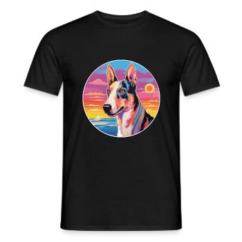 Lisse Collie Chien Race Coloré Dessin Animé Watercolo - T-shirt homme - noir - Devant - AI Model Male 178 light (178cm)