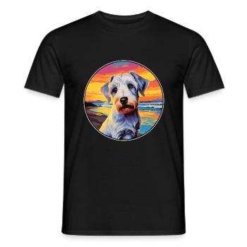 Sealyham Terrier Dog Breed Colorful Cartoon Waterc - Men's T-Shirt - black - Front - AI Model Male 178 light (178cm)