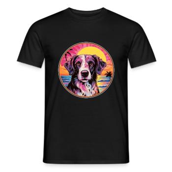 Slovensky Kopov Dog Breed Colorful Cartoon Waterco - Men's T-Shirt - black - Front - AI Model Male 178 light (178cm)