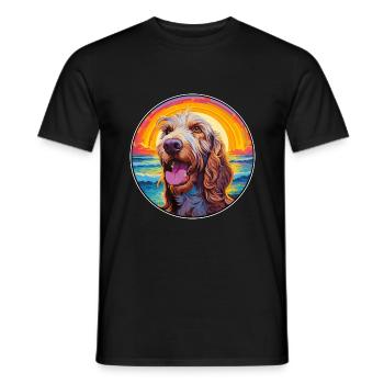 Spinone Italiano Dog Breed Colorful Cartoon Waterc - Men's T-Shirt - black - Front - AI Model Male 178 light (178cm)