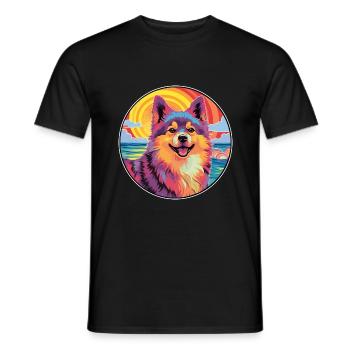 Schwedische lappländische Hunderasse bunte Karikatur Wasserc - Männer T-Shirt - Schwarz - Vorne - AI Model Male 178 light (178cm)