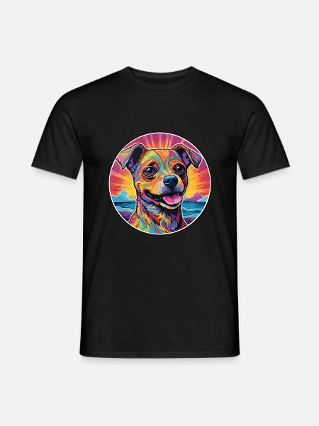 Teddy Roosevelt Terrier Hunderasse Bunte Karikatur - Männer T-Shirt - Schwarz