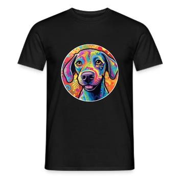 Tyroler Bracke Dog Breed Colorful Cartoon Watercol - Men's T-Shirt - black - Front - AI Model Male 178 light (178cm)