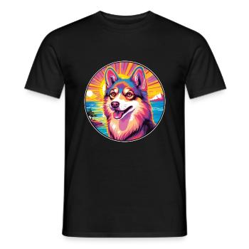 Westsibirische Laika-Hunderasse Bunte Karikatur Wat - Männer T-Shirt - Schwarz - Vorne - AI Model Male 178 light (178cm)