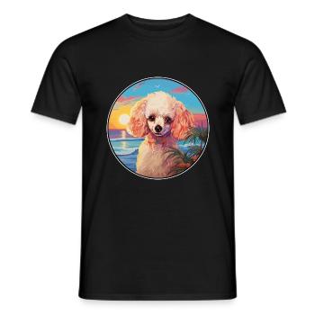 Toy Poodle Dog Breed Colorful Cartoon Watercolor - Men's T-Shirt - black - Front - AI Model Male 178 light (178cm)