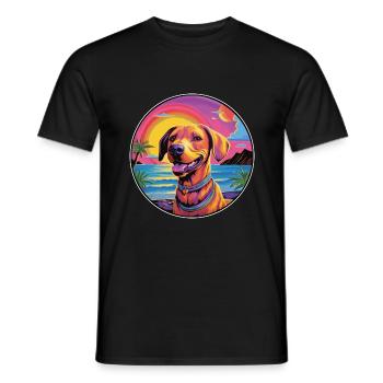 Tosa Hunderasse buntes Cartoon-Aquarell - Männer T-Shirt - Schwarz - Vorne - AI Model Male 178 light (178cm)