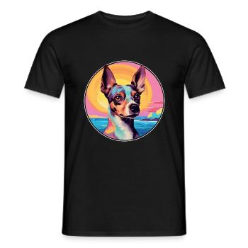 Jouet Fox Terrier Race De Chien Coloré Cartoon Waterco - T-shirt homme - noir - Devant - AI Model Male 178 light (178cm)