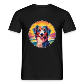 Volpino Italiano Hunderasse Bunte Karikatur Wasserc - Männer T-Shirt - Schwarz - Vorne - AI Model Male 178 light (178cm)
