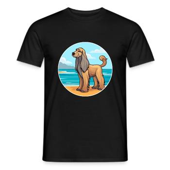 Lévrier afghan chien race Cartoon Kawaii Clipart chien - T-shirt homme - noir - Devant - AI Model Male 178 light (178cm)