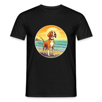 American Foxhound chien race Cartoon Kawaii Clipart - T-shirt homme - noir - Devant - AI Model Male 178 light (178cm)
