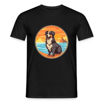 Afghan Shepherd Dog Breed Cartoon Kawaii Clipart - Men's T-Shirt - black - Front - AI Model Male 178 light (178cm)