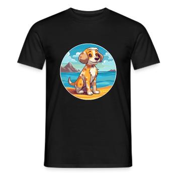 Akbash Hund Rasse Cartoon Kawaii Clipart Aquarell - Männer T-Shirt - Schwarz - Vorne - AI Model Male 178 light (178cm)