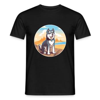 Alaskan Husky Dog Breed Cartoon Kawaii Clipart Dog - Men's T-Shirt - black - Front - AI Model Male 178 light (178cm)