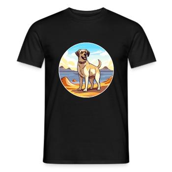 Chien de berger d’Anatolie race Cartoon Kawaii chien - T-shirt homme - noir - Devant - AI Model Male 178 light (178cm)