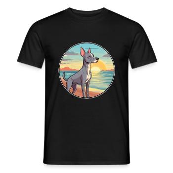 American Hairless Terrier Chien Race Dessin Animé Pet - T-shirt homme - noir - Devant - AI Model Male 178 light (178cm)