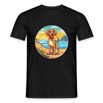 Ariegeois chien race dessin animé kawaii clipart chien animal de compagnie - T-shirt homme - noir - Devant - AI Model Male 178 light (178cm)