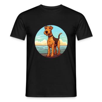 Airedale Terrier chien race Cartoon Kawaii Clipart - T-shirt homme - noir - Devant - AI Model Male 178 light (178cm)