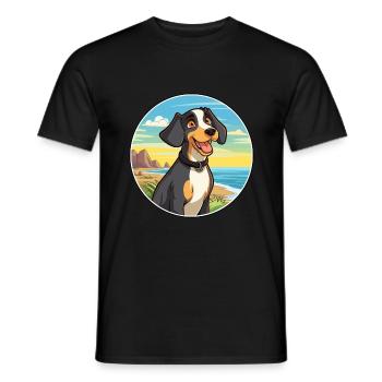 Appenzeller Sennenhund Dog Breed Cartoon Kawaii - Men's T-Shirt - black - Front - AI Model Male 178 light (178cm)