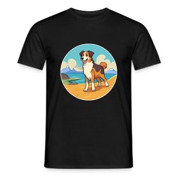 Basque Shepherd Dog Breed Cartoon Kawaii Clipart - Men's T-Shirt - black - Front - AI Model Male 178 light (178cm)