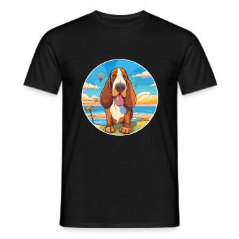 Basset Artesien Normand Dog Breed Cartoon Kawaii - Men's T-Shirt - black - Front - AI Model Male 178 light (178cm)