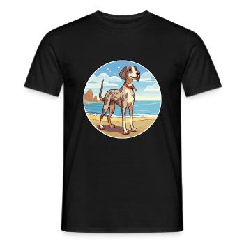Amerikanischer Leopardenhund Hunderasse Cartoon Kawaii - Männer T-Shirt - Schwarz - Vorne - AI Model Male 178 light (178cm)