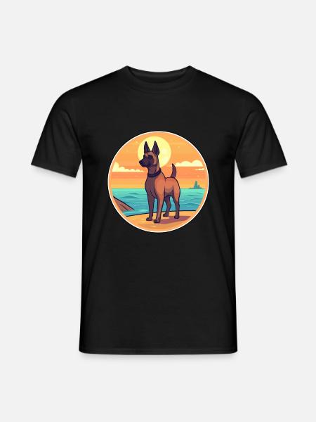 Belgian Malinois Dog Breed Cartoon Kawaii Clipart - Men's T-Shirt - black