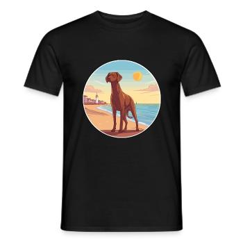 Chien d’arrêt belge race Cartoon Kawaii Clipart - T-shirt homme - noir - Devant - AI Model Male 178 light (178cm)