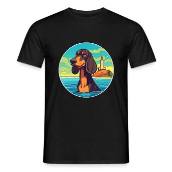 Schwarzwälder Hund Rasse Cartoon Kawaii Hund - Männer T-Shirt - Schwarz - Vorne - AI Model Male 178 light (178cm)