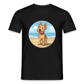 Berger Picard chien race Cartoon Kawaii Clipart chien - T-shirt homme - noir - Devant - AI Model Male 178 light (178cm)