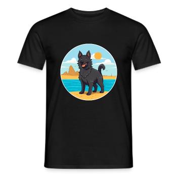 Chien de berger belge chien race Cartoon Kawaii Clipart - T-shirt homme - noir - Devant - AI Model Male 178 light (178cm)