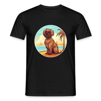 Griffon belge chien race Cartoon Kawaii Clipart - T-shirt homme - noir - Devant - AI Model Male 178 light (178cm)