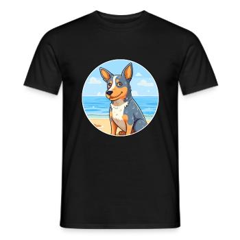 Blue Heeler Dog Breed Cartoon Kawaii Clipart Dog - Men's T-Shirt - black - Front - AI Model Male 178 light (178cm)
