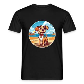Billy chien race dessin animé Kawaii Clipart aquarelle - T-shirt homme - noir - Devant - AI Model Male 178 light (178cm)