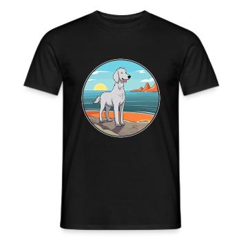 Bedlington Terrier race chien Cartoon Kawaii chien - T-shirt homme - noir - Devant - AI Model Male 178 light (178cm)
