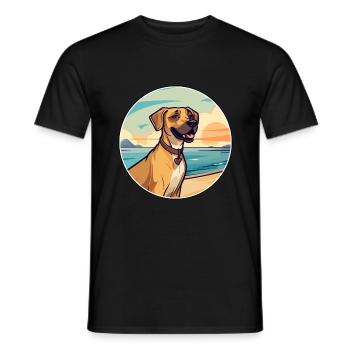 Black Mouth Cur Dog Breed Cartoon Kawaii Clipart - Men's T-Shirt - black - Front - AI Model Male 178 light (178cm)