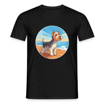 Biewer Terrier Dog Breed Cartoon Kawaii Clipart - Men's T-Shirt - black - Front - AI Model Male 178 light (178cm)