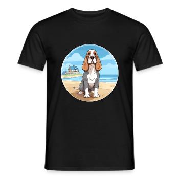 Blue Gascony Basset Dog Breed Cartoon Kawaii Dog - Men's T-Shirt - black - Front - AI Model Male 178 light (178cm)
