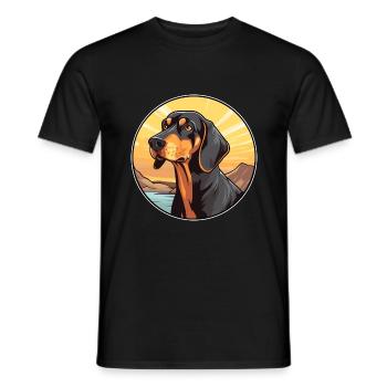 Noir et Tan Coonhound chien race Cartoon Kawaii - T-shirt homme - noir - Devant - AI Model Male 178 light (178cm)