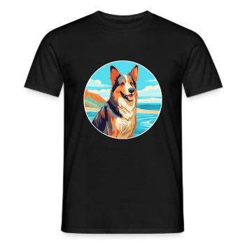 Bohemian Shepherd Dog Breed Cartoon Kawaii Clipart - Men's T-Shirt - black - Front - AI Model Male 178 light (178cm)