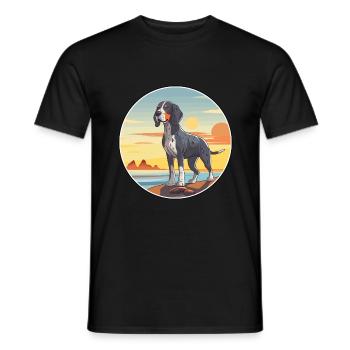 Bluetick Coonhound race chien de bande dessinée Kawaii chien - T-shirt homme - noir - Devant - AI Model Male 178 light (178cm)