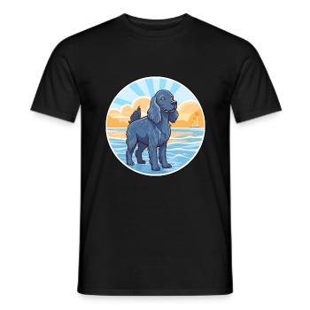 Épagneul Picard bleu race chien Cartoon Kawaii chien - T-shirt homme - noir - Devant - AI Model Male 178 light (178cm)